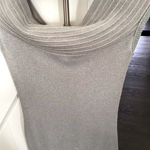 Silver sparkly medium cowl neck tunic top